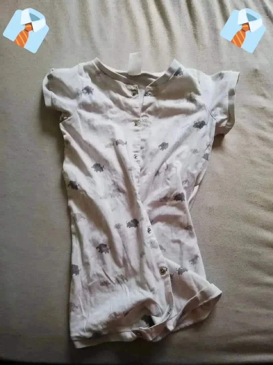 H&M Body bébé 18-24 mois (86 cm) Bon état - blanc motifs éléphants gris doux